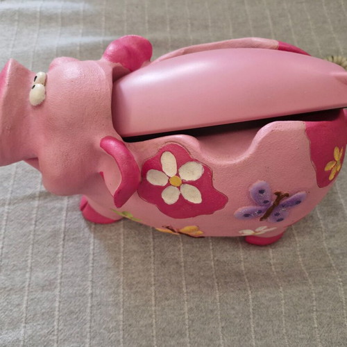 Vintage analog home phone pig-shaped used, pink