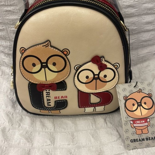 Cream Bear shoulder bag, beige