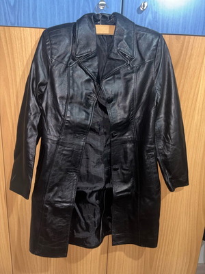Leather coat black like new, women's size M
