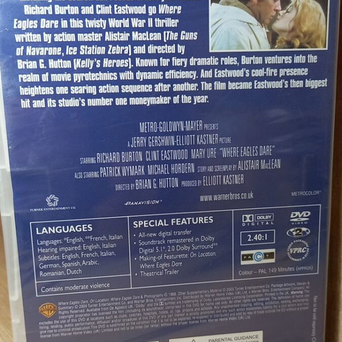Where the Eagles Dare DVD new, English subtitles