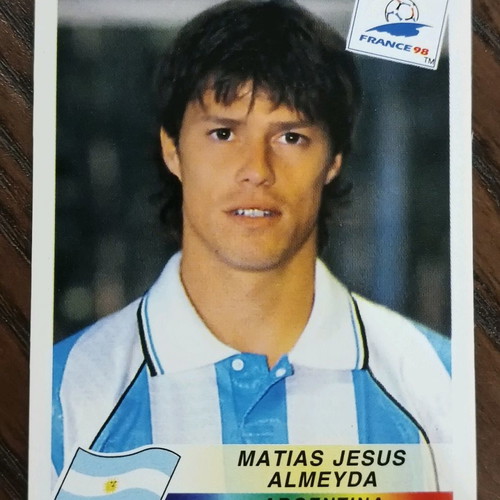 Matias Almeyda collectible stickers used, Panini World Cup 1998 & 2002