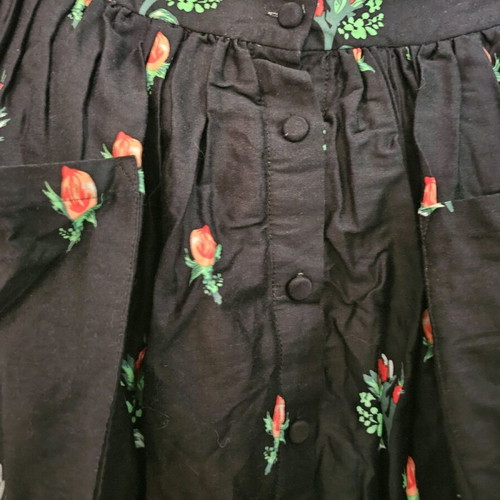 Vintage Style Midi Cotton Skirt like new, black floral