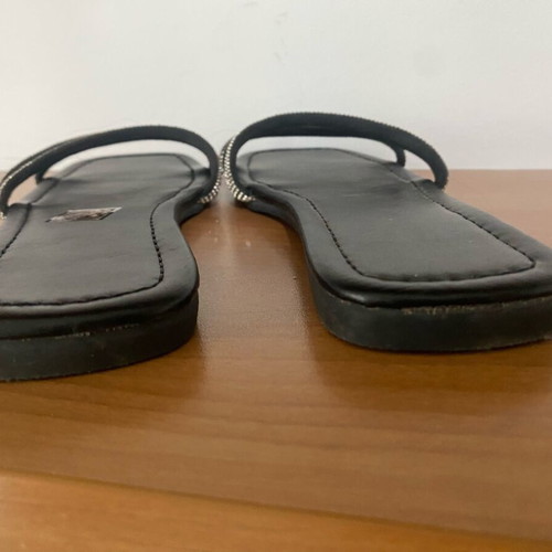 Rhinestone flat sandals like new, Shein black slippers size 38