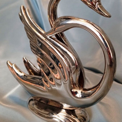 Silverplated Swan Napkin Holder used with box, vintage design