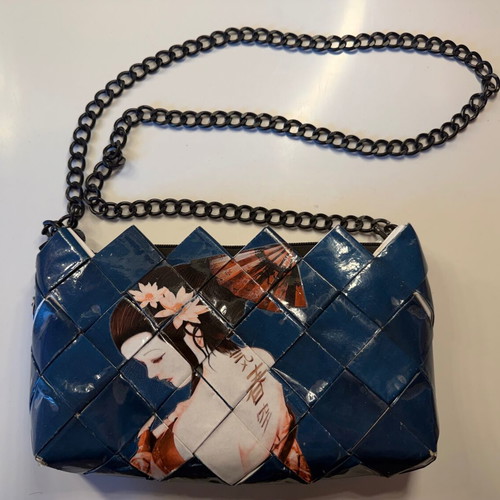 Handmade Geisha Art Shoulder Bag new, woven from recycled paper