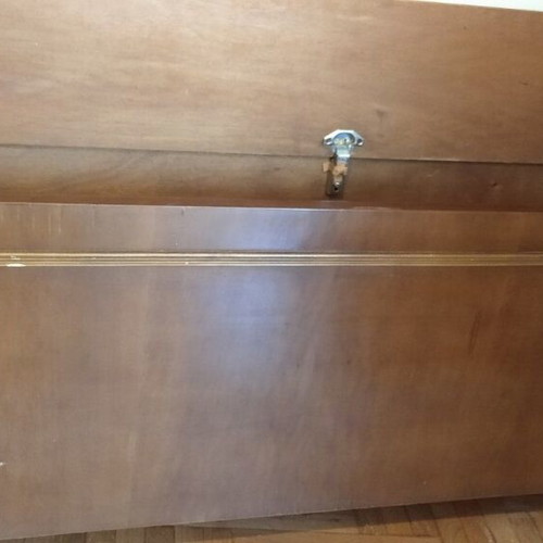 Wooden double bed used 220x158 cm with storage headboard