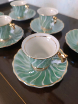 Coffee cup set Japanese porcelain 1960s new