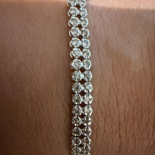 Riviera white gold 18k bracelet with natural diamonds and pearls, like new