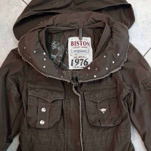 Jacket coat used with hood brown size M