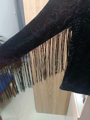 Bershka velvet black top with fringes small like new