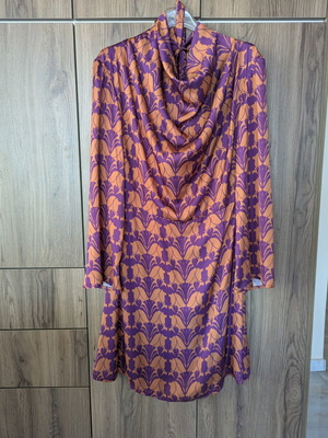Hype midi satin dress, medium, purple and orange floral