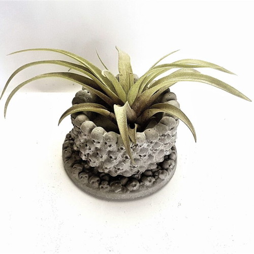 Handmade concrete skull candle holder, gothic decor