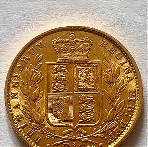 Χρυσή λίρα Αγγλίας Victoria θυρεος 1873.