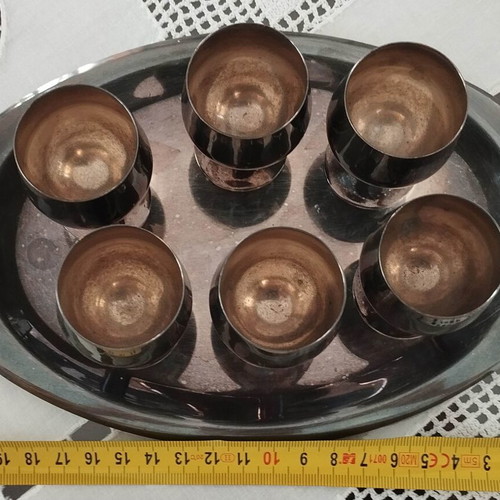 Set of liqueur glasses used, vintage 1950–1980