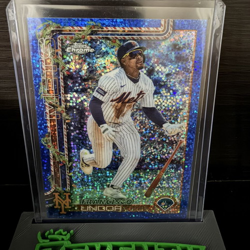 2025 Topps Chrome Francisco Lindor Blue Sparkle Refractor /199 baseball card