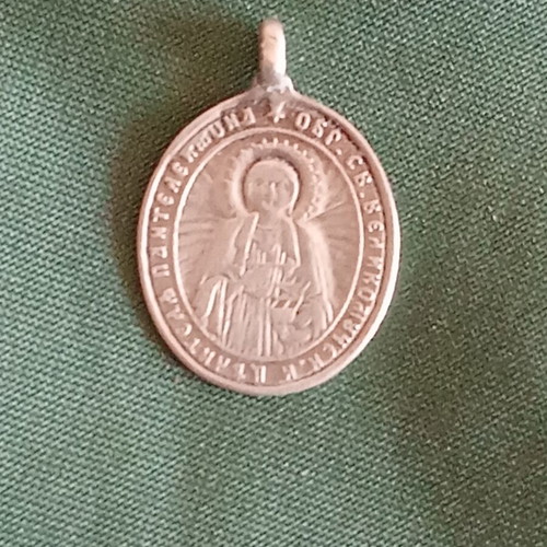 Silver medallion like new, antique with Saint Panteleimon and Virgin Mary