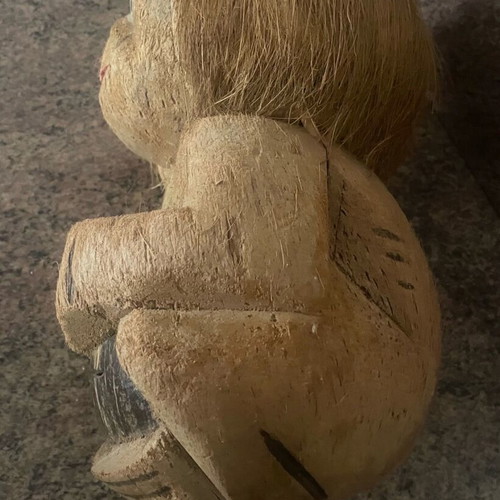 Handmade coconut monkey figurine used