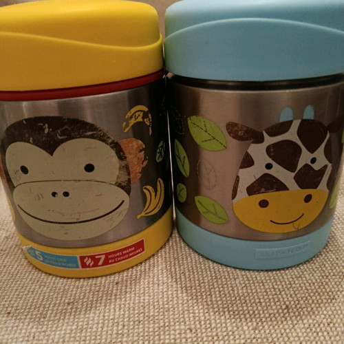 Skip Hop 330 ml thermos used, set of 2 with animal designs