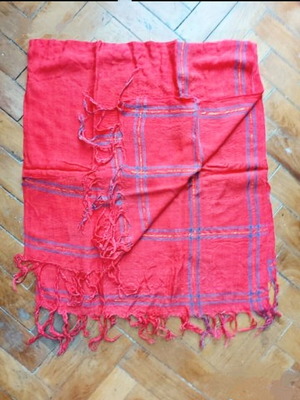 Vintage scarf like new, fine Indian cotton, red checkered