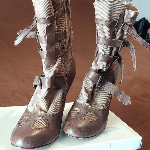 Vintage ankle boots size 40, beige and brown