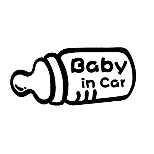 Baby in Car Sticker Black