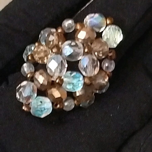 Handmade beaded ring multicolored, new, size 21-22