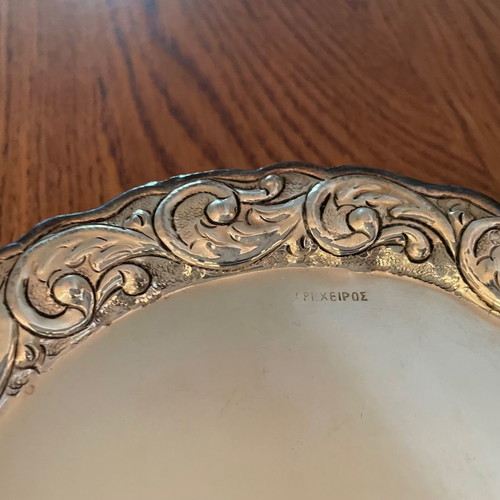 Gianniotika silver-plated plates used, pack of 20, handmade carving