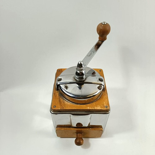 Peugeot Peuginox manual coffee grinder used, inox and wood