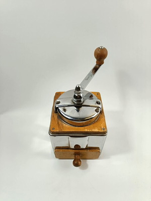 Peugeot Peuginox manual coffee grinder used, inox and wood