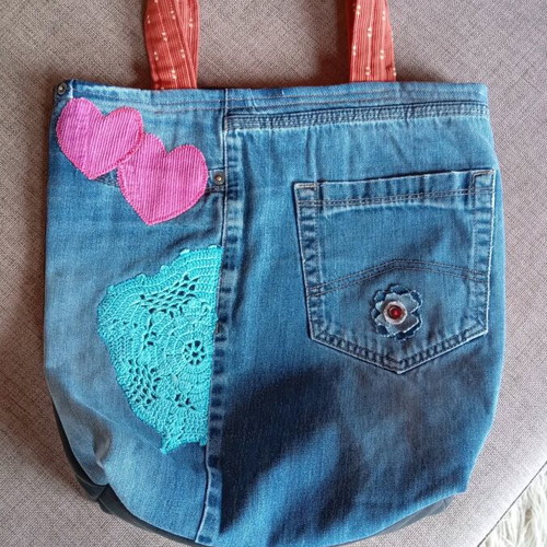 Patchwork double faced handmade shoulder bag multicolored new