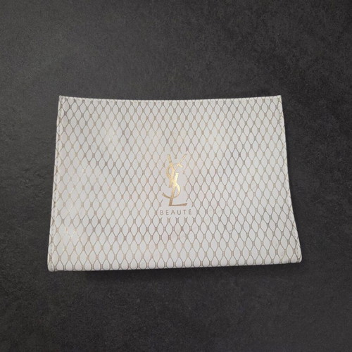 YSL Beaute bag used, white with gold details, faux leather
