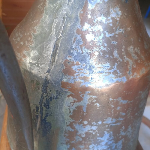 Table lamp handmade with large copper base 45 cm used