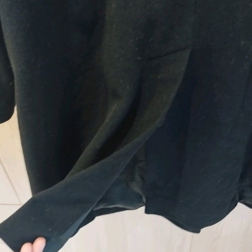 Black Dinomoda coat used, size L, with burgundy lining