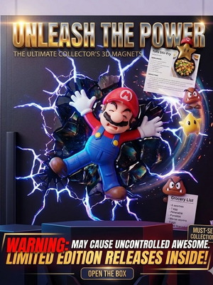 3D Printed Μαγνητάκι Mario Καινούργιο με Οπτική Ψευδαίσθηση