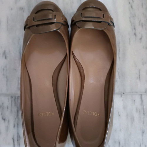 Rollini beige (nude) patent leather ballerina shoes new size 37