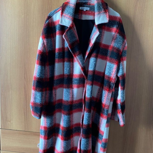 Celestino checked coat new, white and red, size L