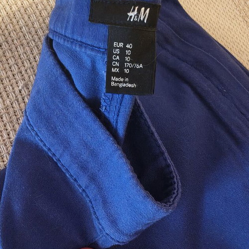 Women's straight linen pants H&M used, blue, size L