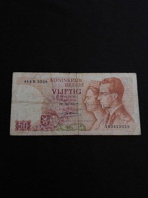 Belgium 50 Frank banknote used, 1966