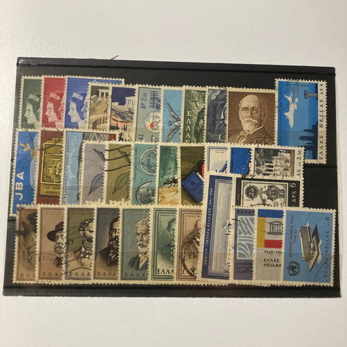 Greek stamp sets used, pack of 14 sealed