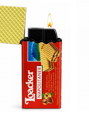 Windproof Loacker Wafer Lighter new with stable flame