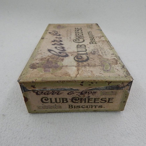Old metal box used with paper label from England