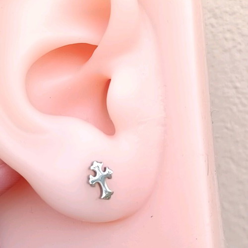 Unisex stainless steel cross stud earrings