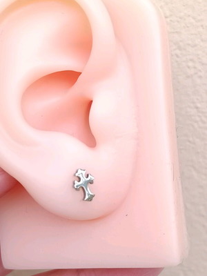 Unisex stainless steel cross stud earrings