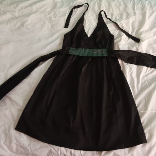 Enzzo dress medium with sequined belt, like new, black, cotton