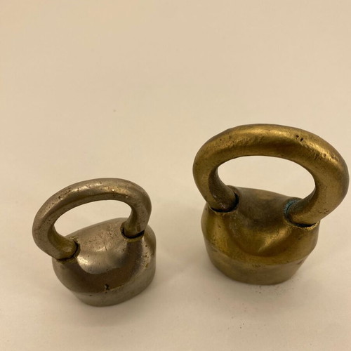 Λουκέτα μπρούτζινα εποχής 1930 μεταχειρισμένα, σετ 2 τεμάχια μεγάλο/μικρό