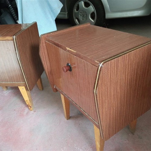 Formica bedside tables used, set of 2 vintage
