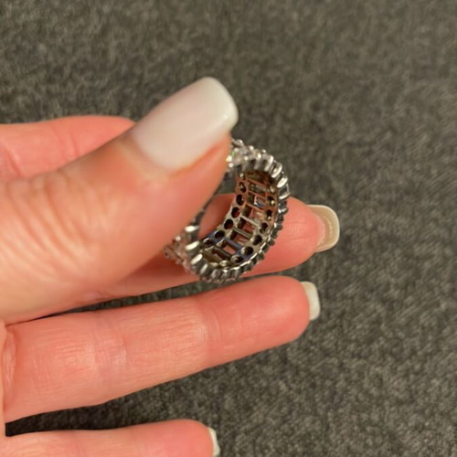 Silver 925 ring like new with zircon, size 54-55, gift earrings