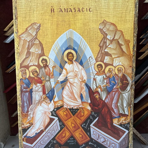 Resurrection icon handmade, dimensions 48x68, new