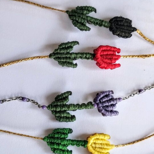 Macrame tulip bracelet new handmade with adjustable size