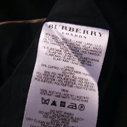 Burberry women's jacket new, size L, black, 96% wool